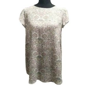 Loft Button Back Tulip Sleeve Floral Blouse XXS